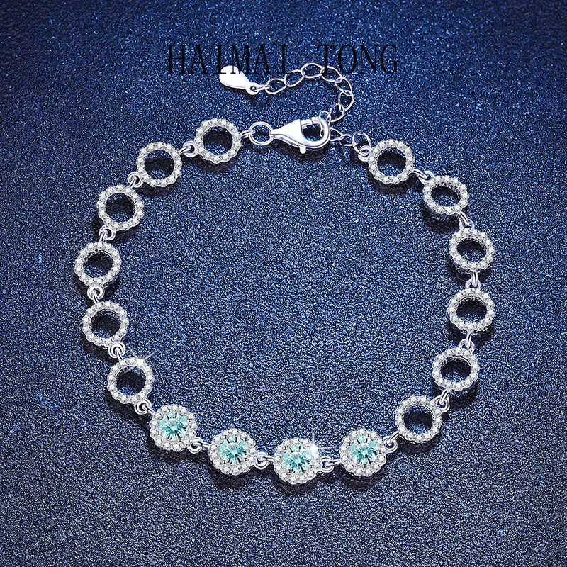 

HAIMAITONG PT950 Платиновые трансграничные украшения, браслеты Женские браслеты из муассанита Простой и изысканный высококачественный муассанит