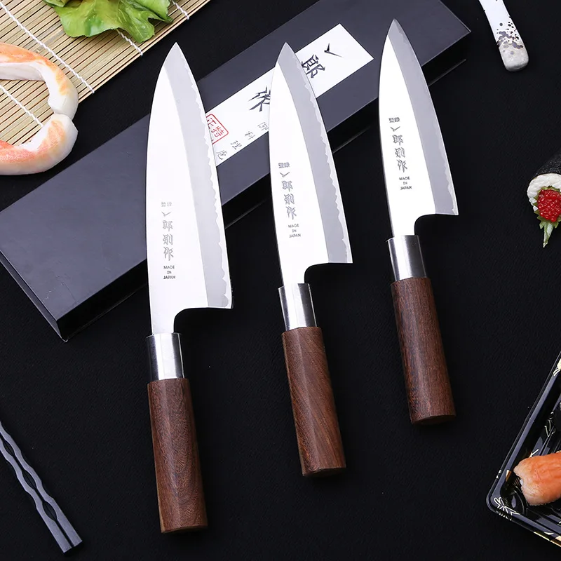 Japanese Deba Fish Head Knife Single Edged Sharp Sashimi Sushi Salmon Filleting Cleaver Chef Knives Kitchen Knives Cooking Tools