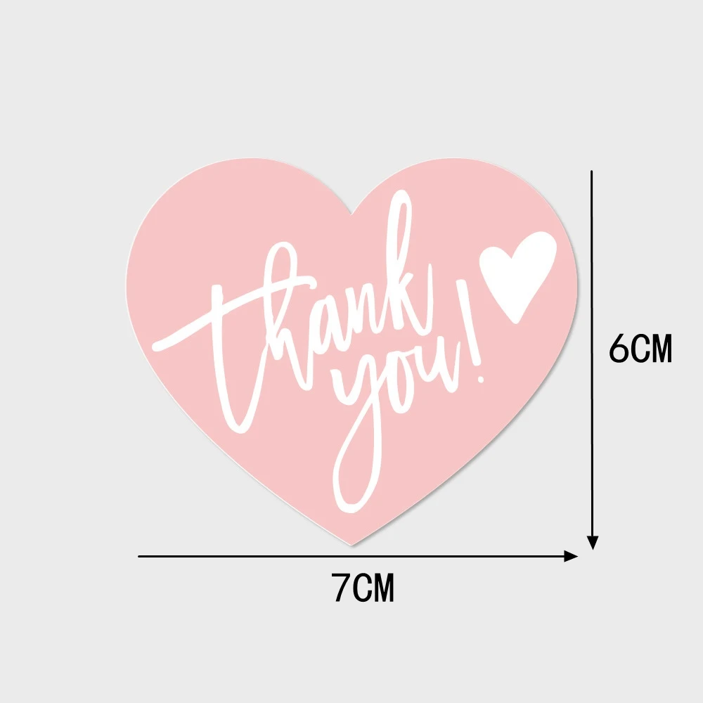 50Pcs/pack Heart Shaped Thank You Cards Pink White Greeting Note For Small Business Packaging Gift Handmade Shop Customer Thanks