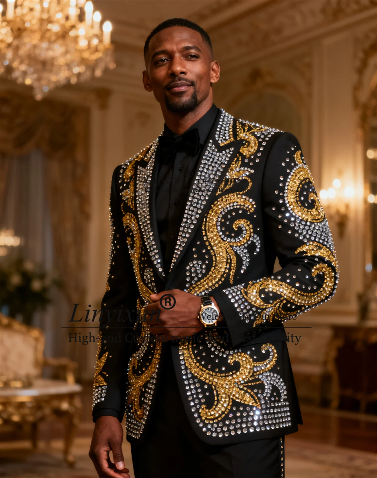 

Роскошные мужские костюмы со стразами и драгоценными камнями по индивидуальному заказу, комплекты из 2 предметов, мужские вечерние пиджаки для жениха, формальные облегающие свадебные смокинги, Ropa hombre