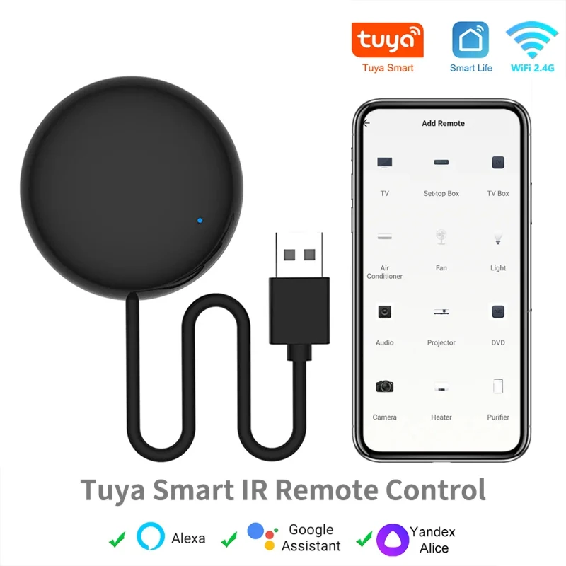 

Tuya WiFi Smart IR Remote For Air Conditioning TV DVD AUD Universal Infrared Remote Control Works With Alexa, Google Smart Home