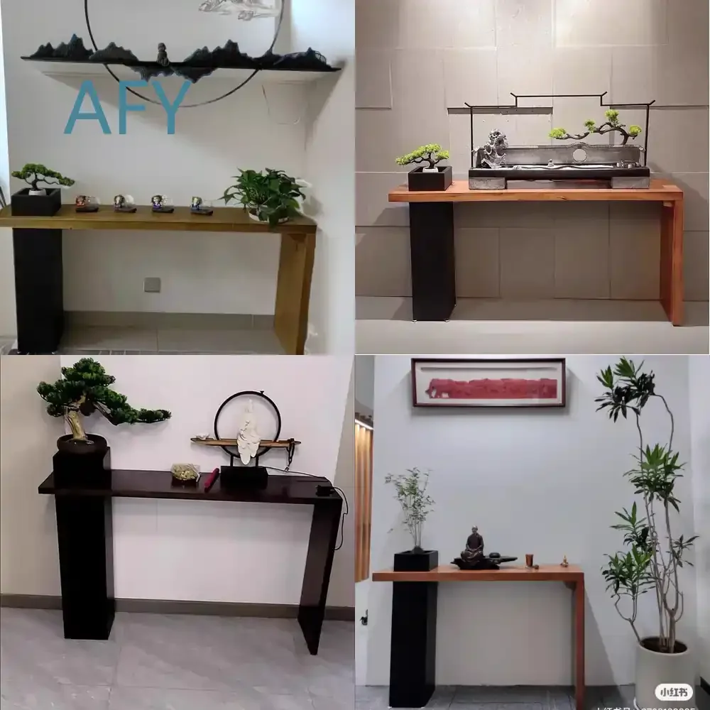 New Solid Wood Entrance Table for Living Room Hallway Zen Style Wall to Wall Console Table End Table Entryway Storage Cabinet