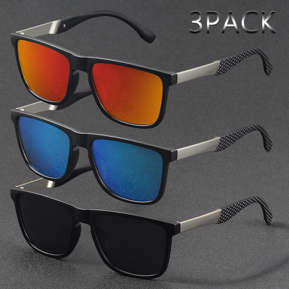 CRIXALIS 3er-Pack quadratische polarisierte Sonnenbrillen für Damen und Herren, klassisch, Vintage, trendig und modisch, Angeln, Fahren, Schatten, UV400