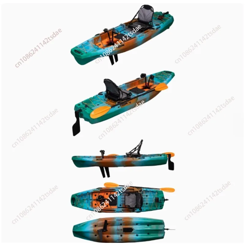 9.5ft 1 Person Folding Plastic Boats Fishing 2 Sectional Modular Kayak With Propeller Pedal Drive and Chair