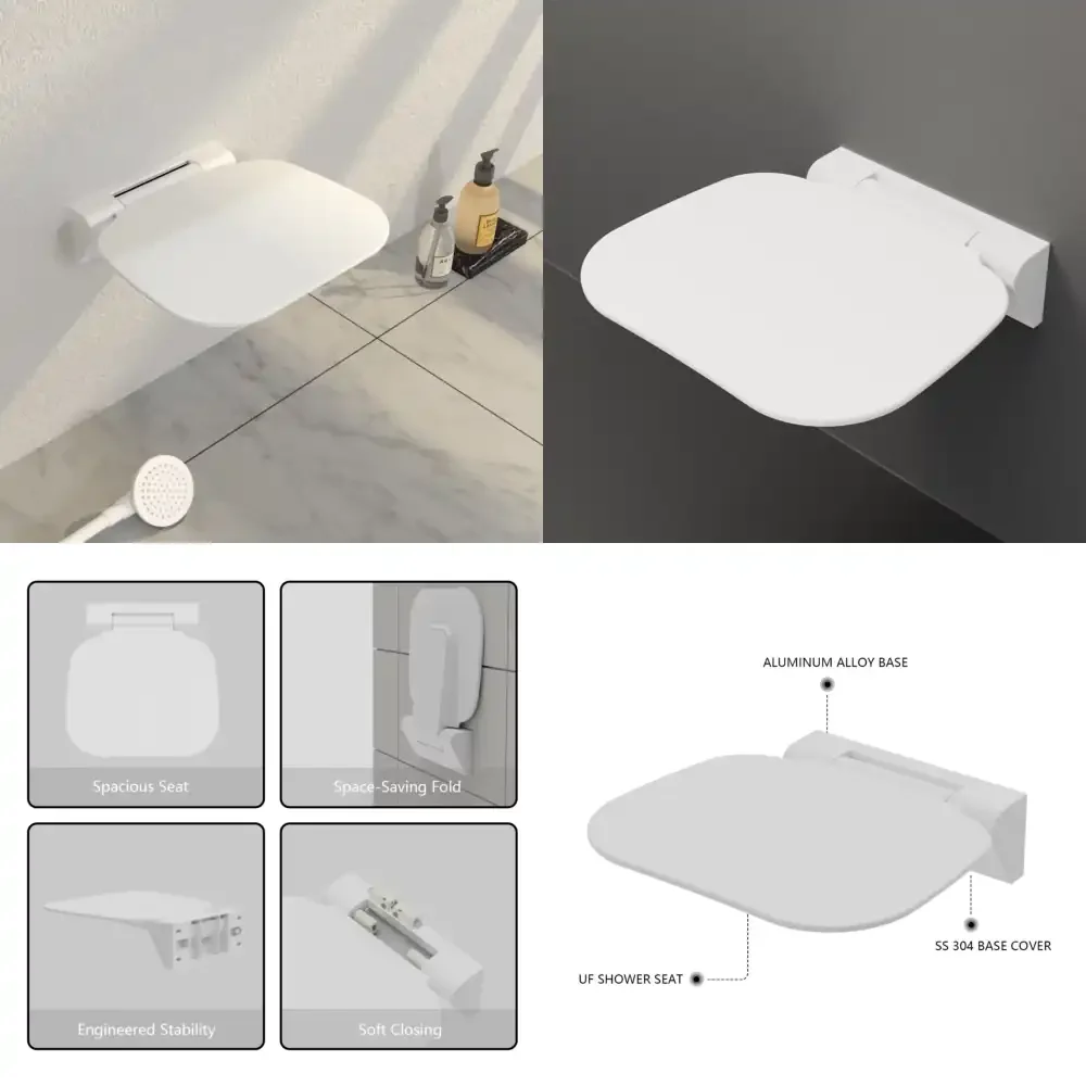 

Compact Modern Folding Shower Seat for Bathroom Chair High Load Bearing Durable Comfortable Stylish Minimalist Foldable