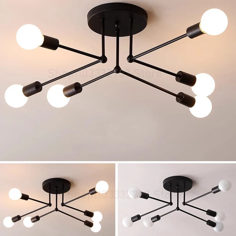 Modern Chandelier Gold/Black Chandeliers For Dining Room Living Room Hanging Ceiling Lamp Iron E27 Pendant Light Home Decoration