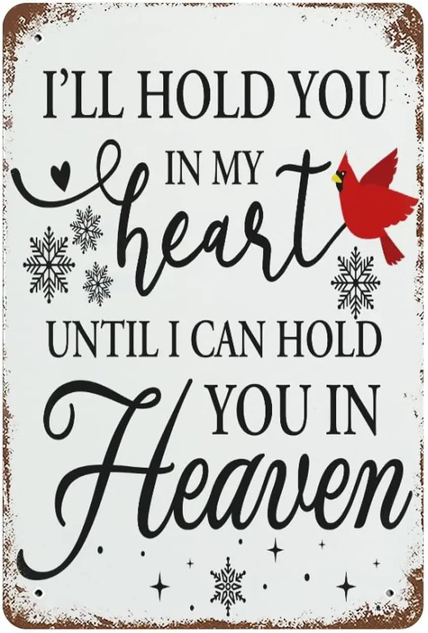 Sympathy Gifts for Families Friends Aluminum Sign Porch Signs and Decor Outdoor I'll Hold You in My Heart until I Can Hold  sign