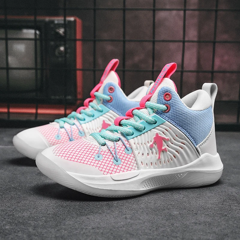 

Fashion Pink Kid Basketball Sneakers Platform Anti-Slip Children's Sports Shoes Breathable Brand Basket Training Shoes For Boys