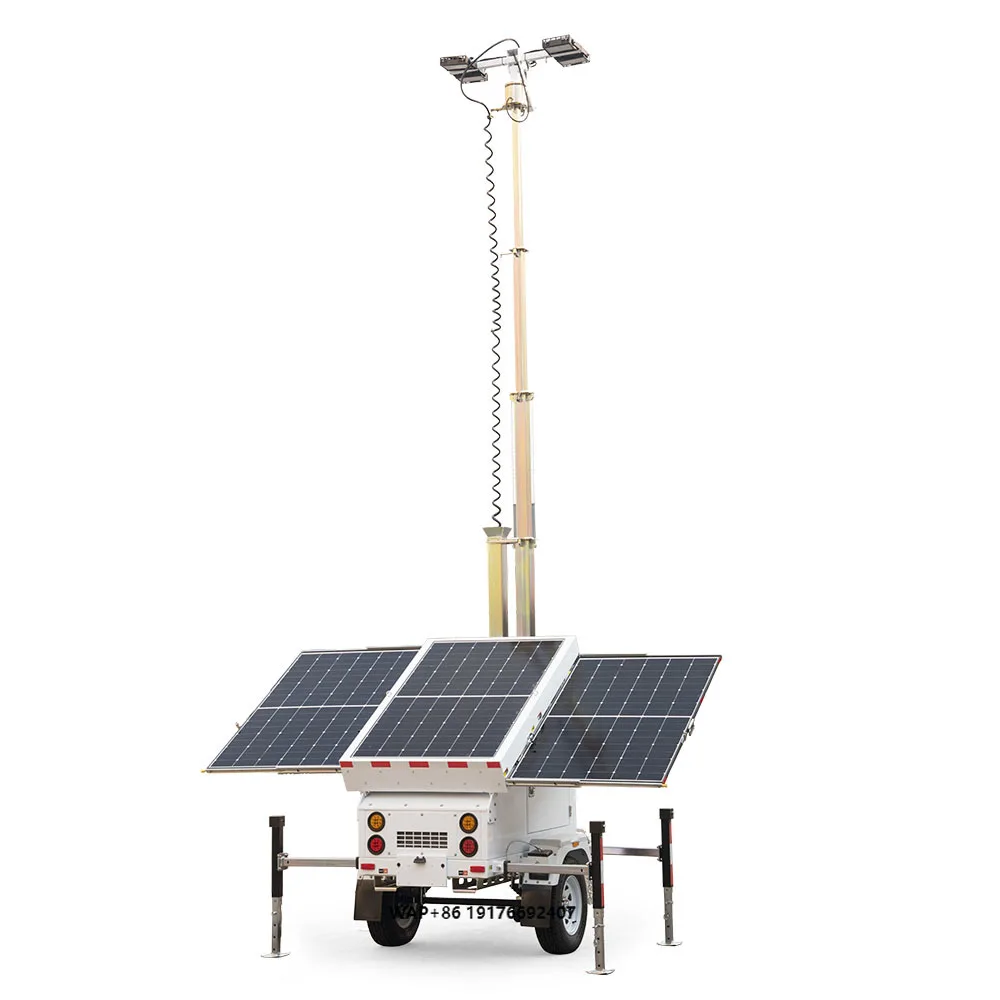 Sanovi High Quality Most Classic Model with 3 Solar Panels Solar Light Tower for Outdoor