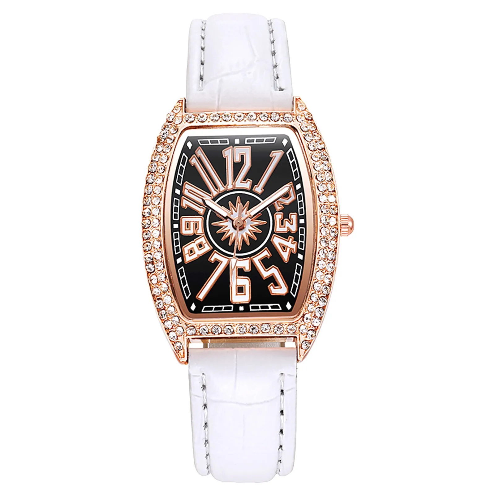 Ladies Leather Belt Diamond-studded Wine Barrel Fashion Faceted Watch Quartz Watch Bracelet Luxury Fashion женские часы