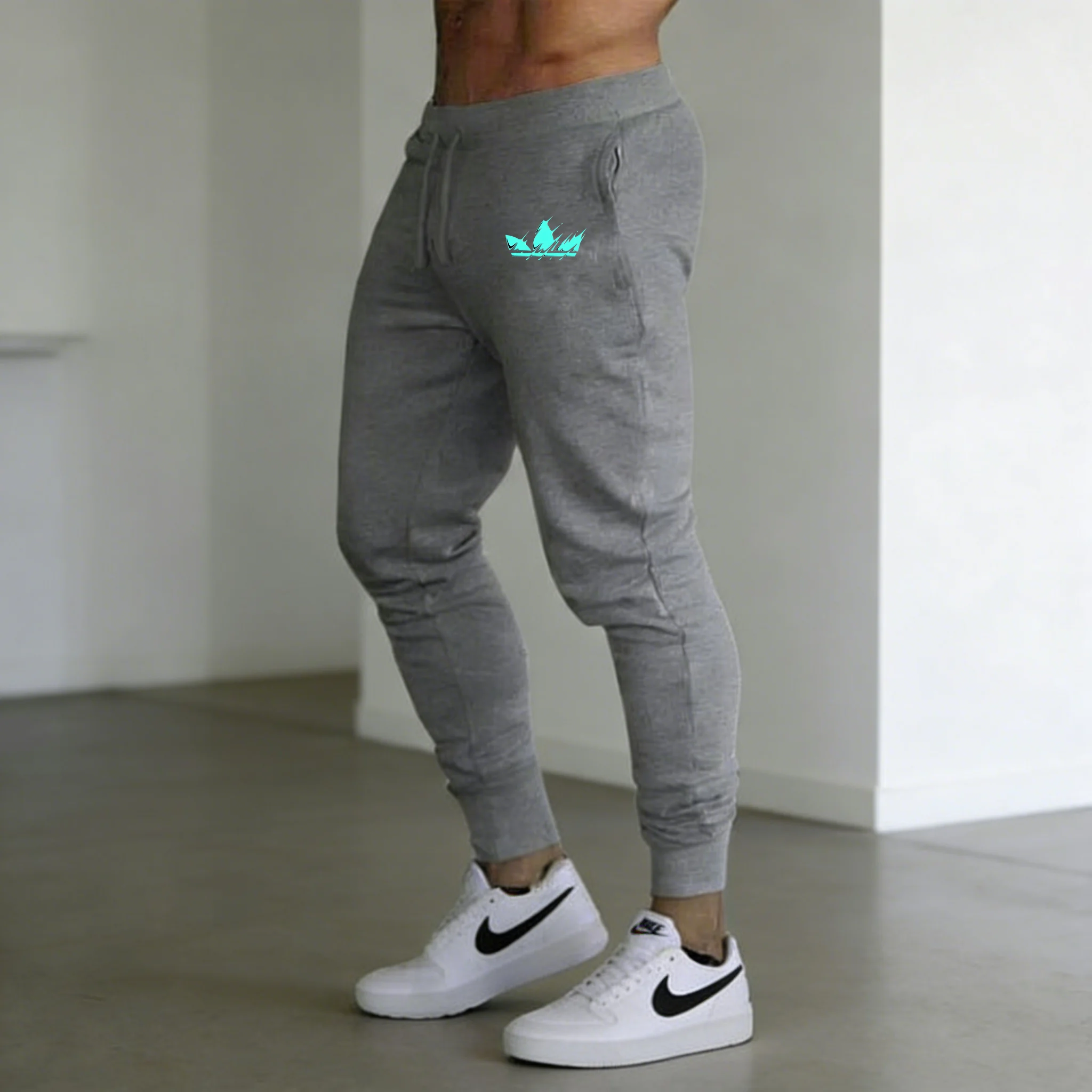 

Men's 2026 New Hot Running Pants Blue Flame Printing Baggy Pants Neutral Breathable Baggy Outdoor Pants Design Jogging Pants