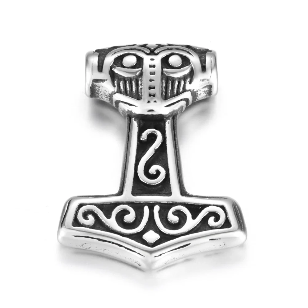 Stainless Steel Viking Thor Hammer Pendant Hole 4mm for Necklace DIY Accessories Findings Jewelry Making Men Charm Supplies