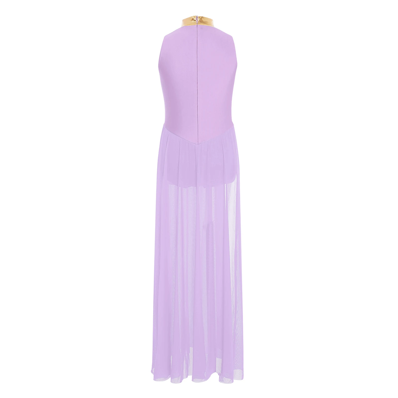 ティーンガールズモダンリリカルダンスドレス非対称メッシュスプリットカラーブロック現代体操フィギュアアイススケートレオタードドレス