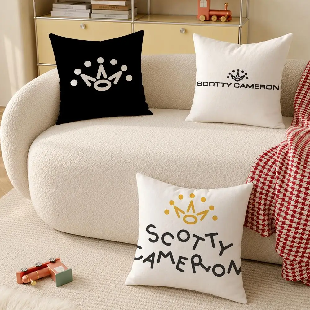 S-Scotty C-Cameron Golf Logo Cushion Cover Wrinkle-Resistant Short Plush Cushion Covers Breathable Machine-Washable