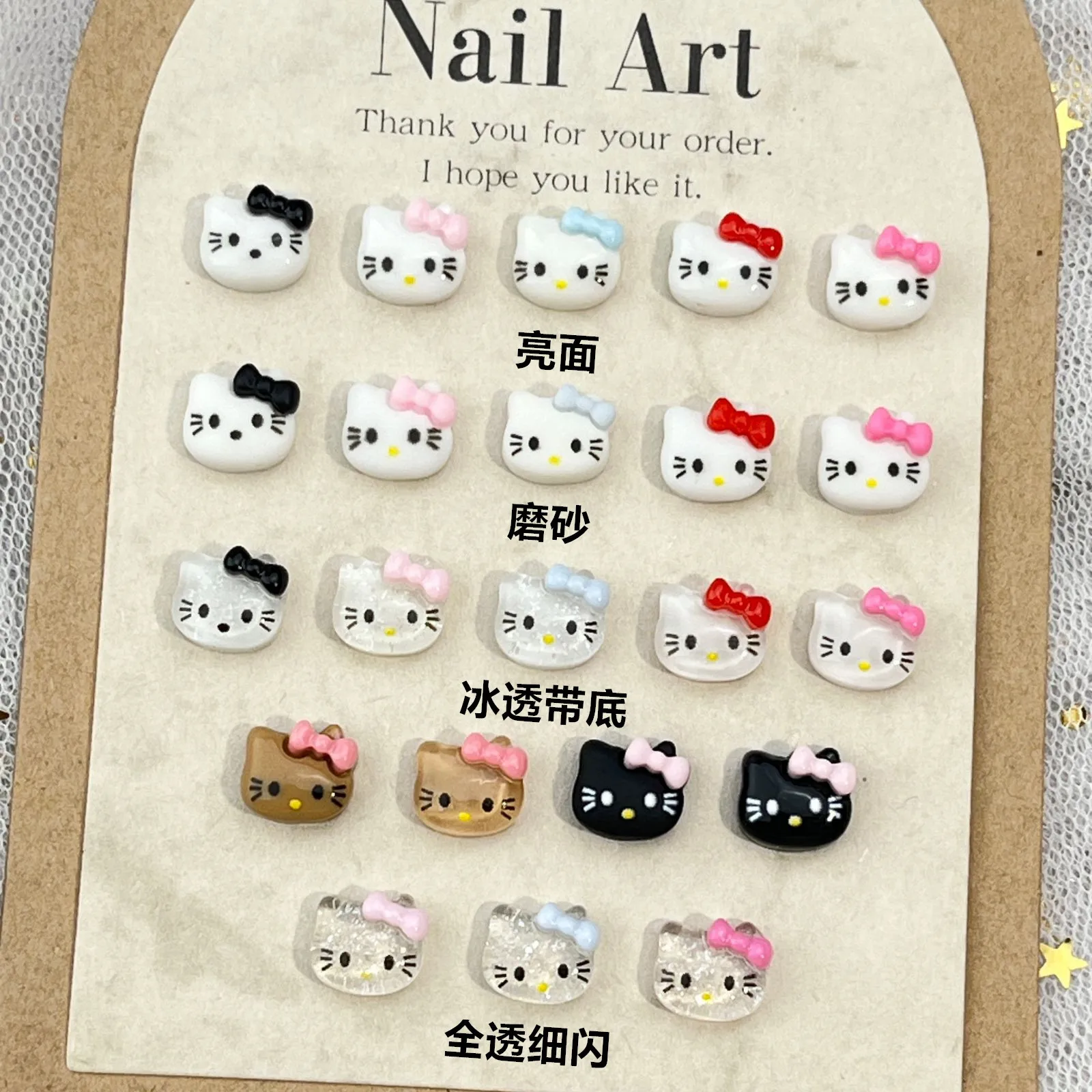 20pcs miniso four series hawaii kitt cartoon nail charms for diy nail making kawaii cute resin nail art decoreation