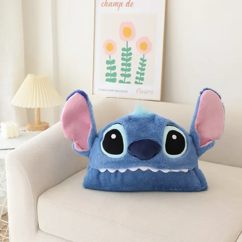 Disney Stitch Hooded Blanket Winter Warm Flannel Thick Throw with Buttons Shawl Cloak Women Men Home Office Lunch Break Blanket