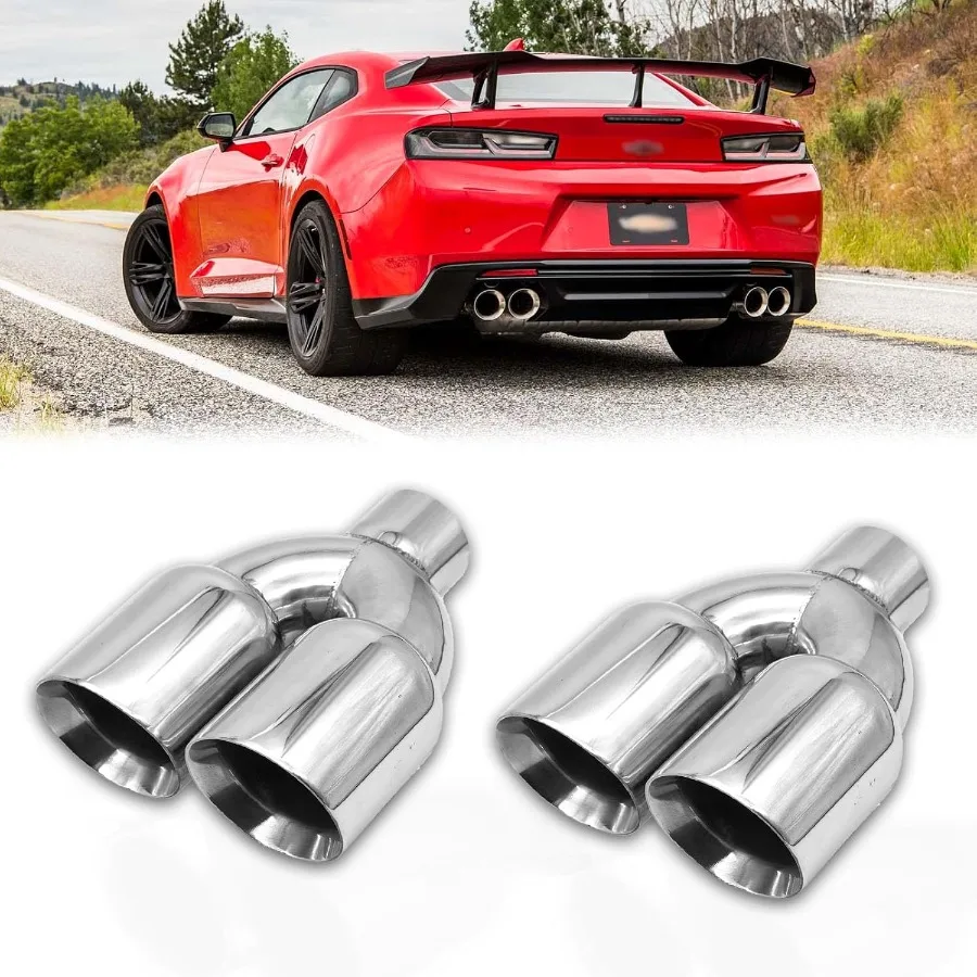 

2PCS Universal Dual Exhaust Tips with 2.5 Inlet and 3.5 Outlet 9.5 Overall Length Polished Stainless Steel Tailpipe WeldOn Stag