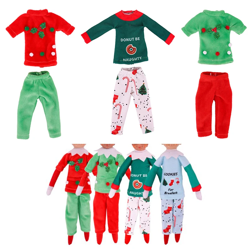 Doll Clothes Pants Top Long Sleeve Short Sleeve Pajamas Nightgown Set For Christmas Elf Doll DIY Decor Accessories Kids' Gift