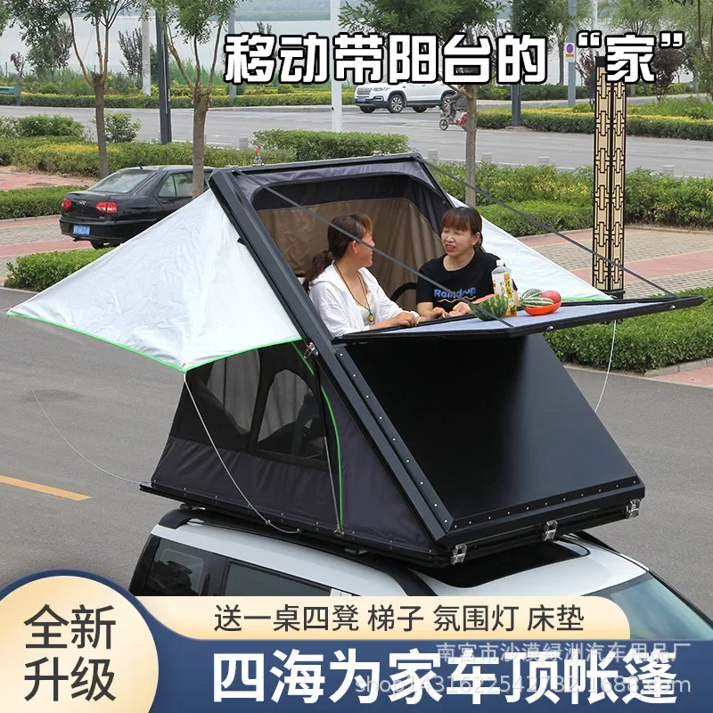 

New roof camping tent with sunroof triangular diagonal support automatic outdoor convenient sunshade roof tent