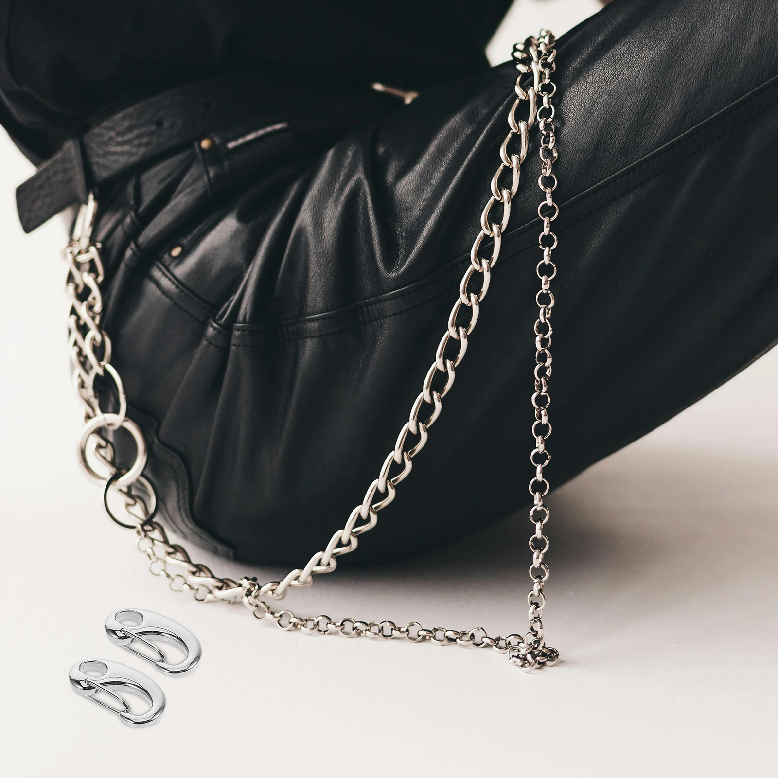 

2pcs Lobster D Ring Hooks Stainless Steel Dog Tag Clip Polished for DIY Chains Trouser Accessories Portable Elegant