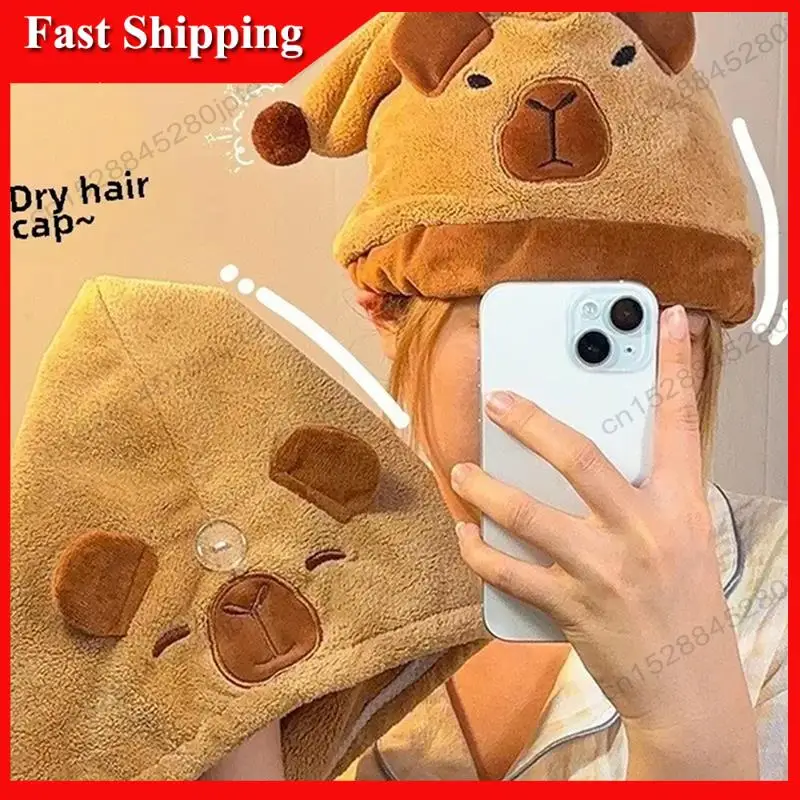 

-ABUB Capybaras Quick Dry Hair Towel Wrap Microfiber Super Absorbent Towel For Wet Hair With Button For Women Long Hair