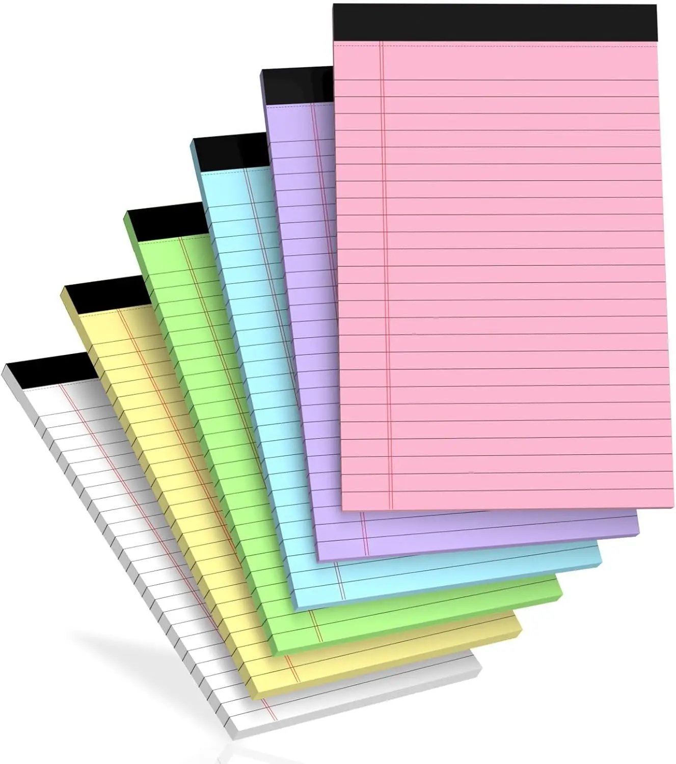 

6 Pack Legal Pads 5x8, College Ruled Notepads with Perforated Pages for Office Home School, 30 Sheets Each