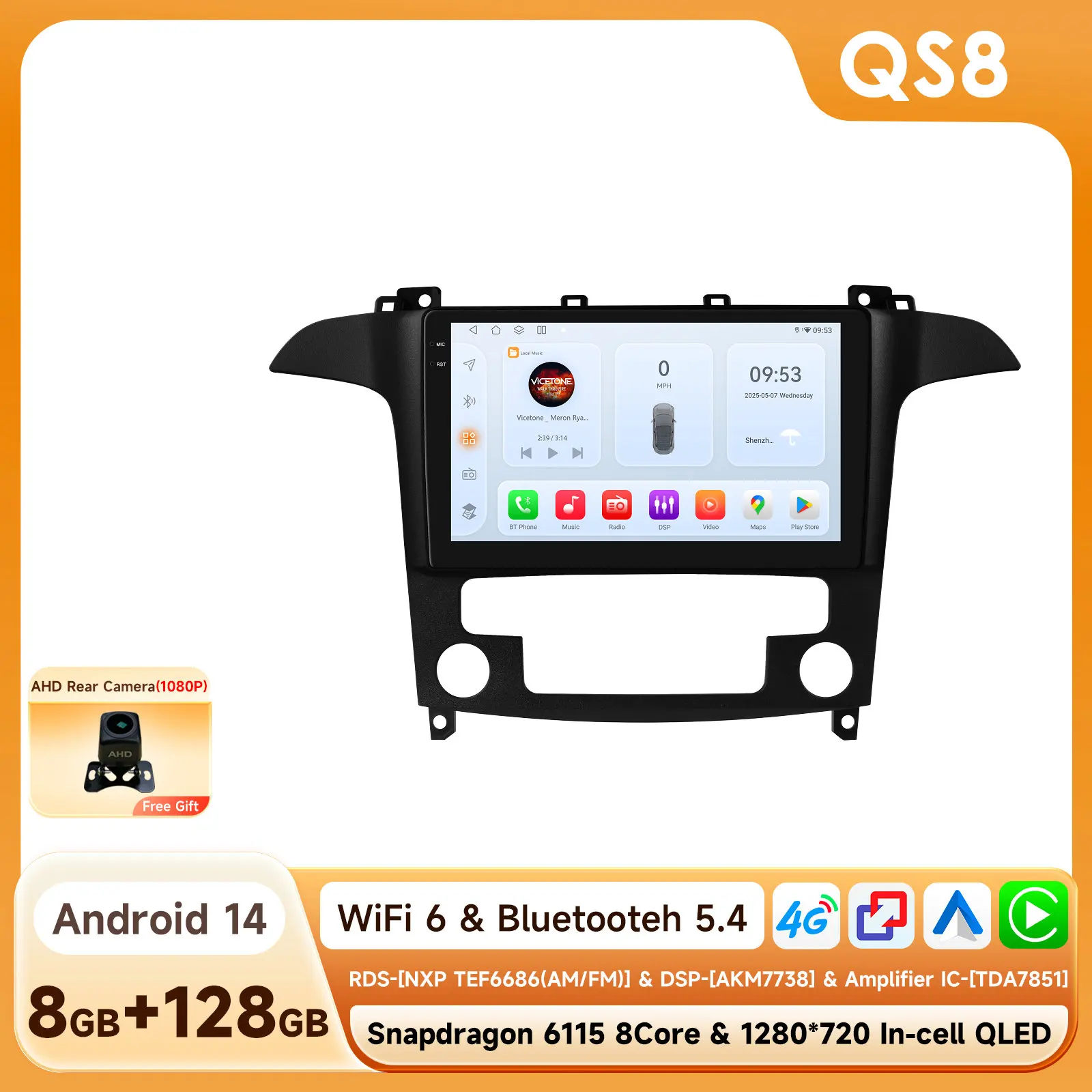 Hizpo Wifi Für Ford S Max S-MAX 2007-2015 Auto Multimedia Video Player Radio Navigation GPS Stereo Auto Android keine 2din DVD 6115