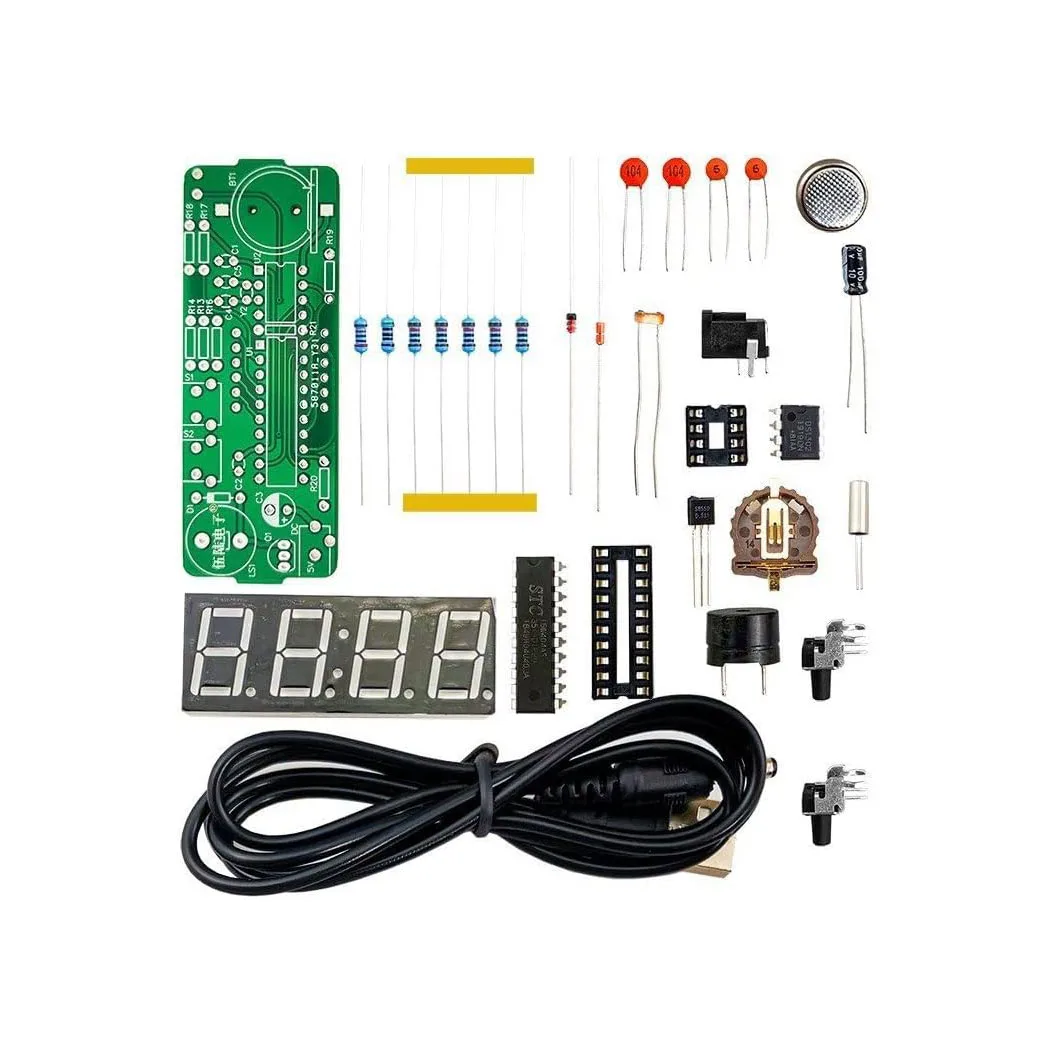 TJ-56-428 مجموعات ساعة رقمية ذاتية الصنع مكونة من 4 أرقام مع غلاف أكريليك، مجموعة ممارسة لحام ساعة منبه ذاتية الصنع للطلاب والأعمال اليدوية، DIY #1