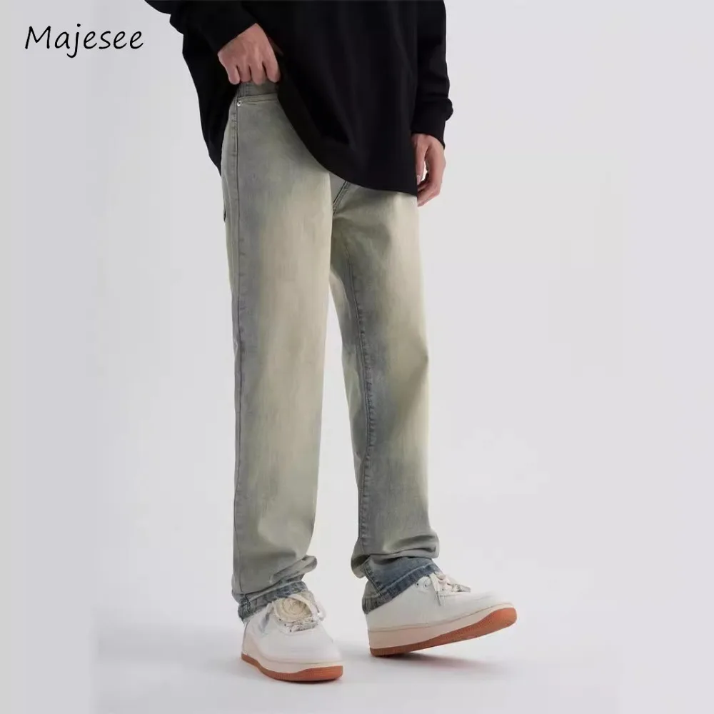 

Jeans for Men Normcore High Waist Pockets All-match Do Old Washed Youthful Casual Commuting Chic Spring Comfortable Korean Style