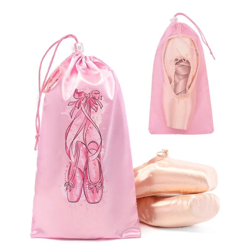 Portable Mesh Drawstring Dance Shoe Storage Pouch Breathable Girls Ballet Shoes Organizer Bag