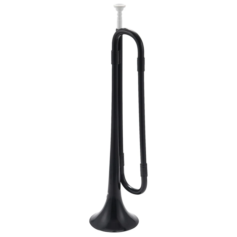 2X B Flat Bugle Cavalry Trumpet Environmentally Friendly Plastic With Mouthpiece For Band School Student Black Color