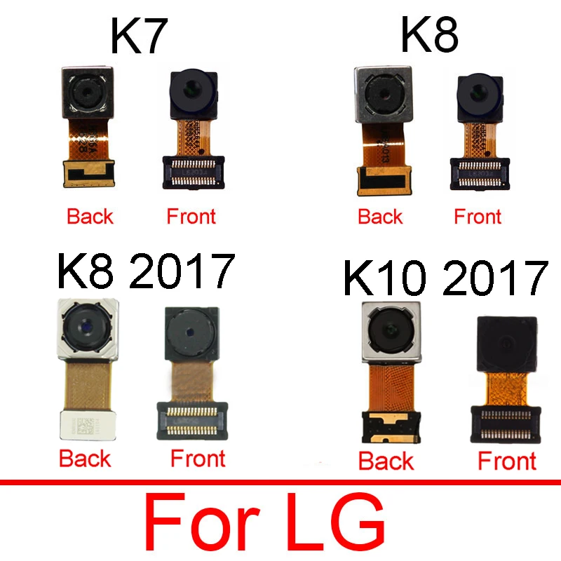 Front & Rear Back Camera Module For LG K7 K8 K10 K12 K8 2017 2018 M200N US215 K10 2017 M250 Small Back Main Big Camera Parts