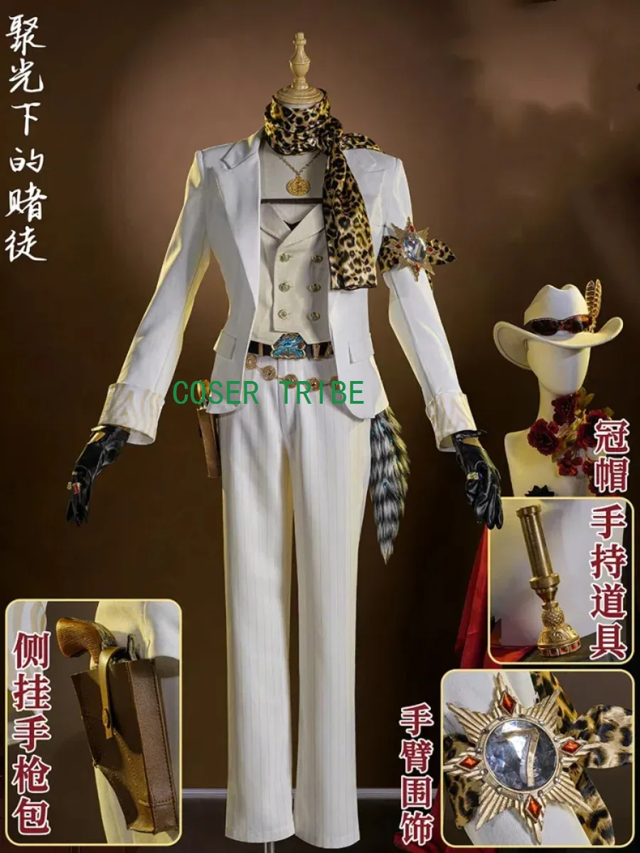 

COSER TRIBE Identity V Gambler In The Spotlight Game Suit Handsome Uniform Cosplay Costume Halloween Party Role Play Outfit