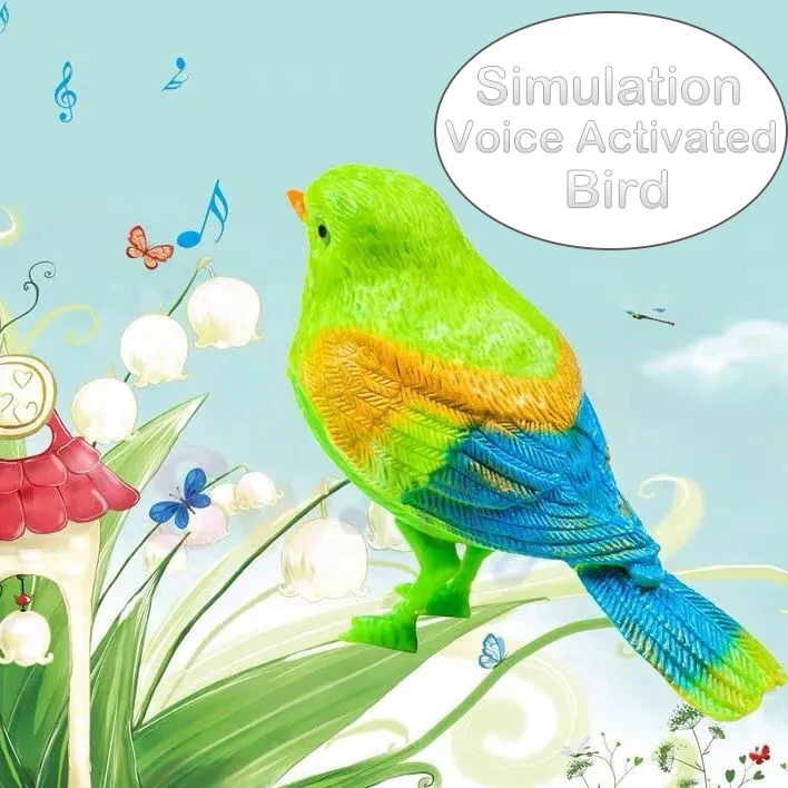 Simulation Voice Activated Bird Funny Voice Control Activate Chirping Singing Bird Toys Creative Lifelike Kids Birthday Gift