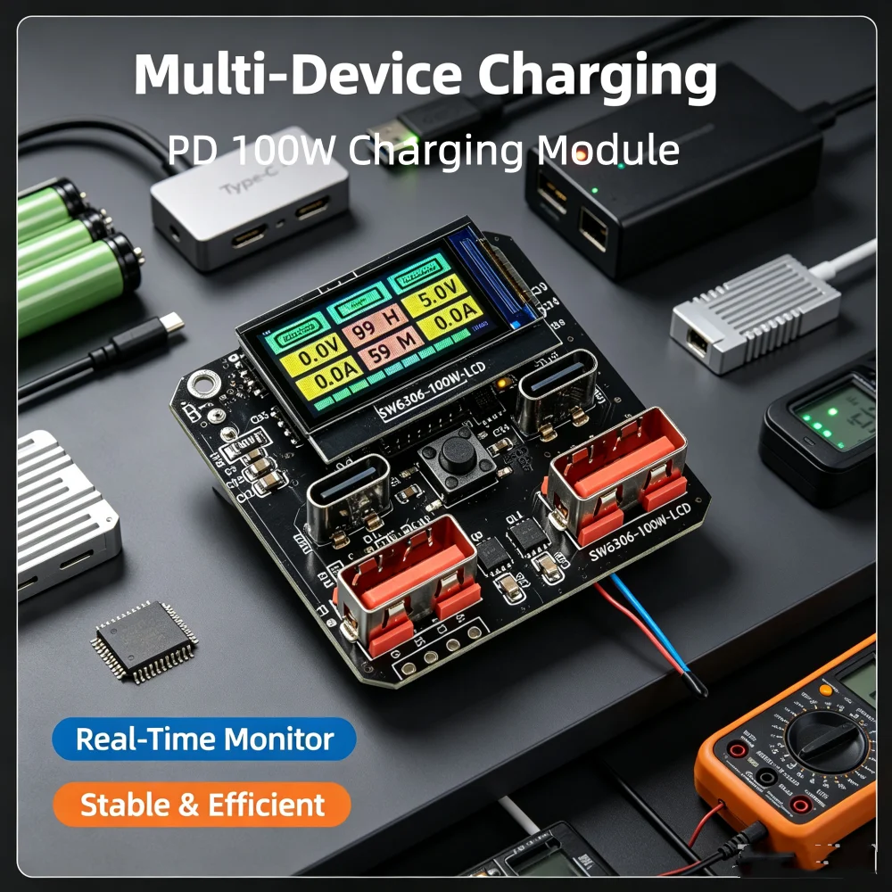 4S PD 100W Fast Charging Module With Display 20V 5A High Power Battery Charge/Discharge Buck-Boost Module Charging Circuit Board
