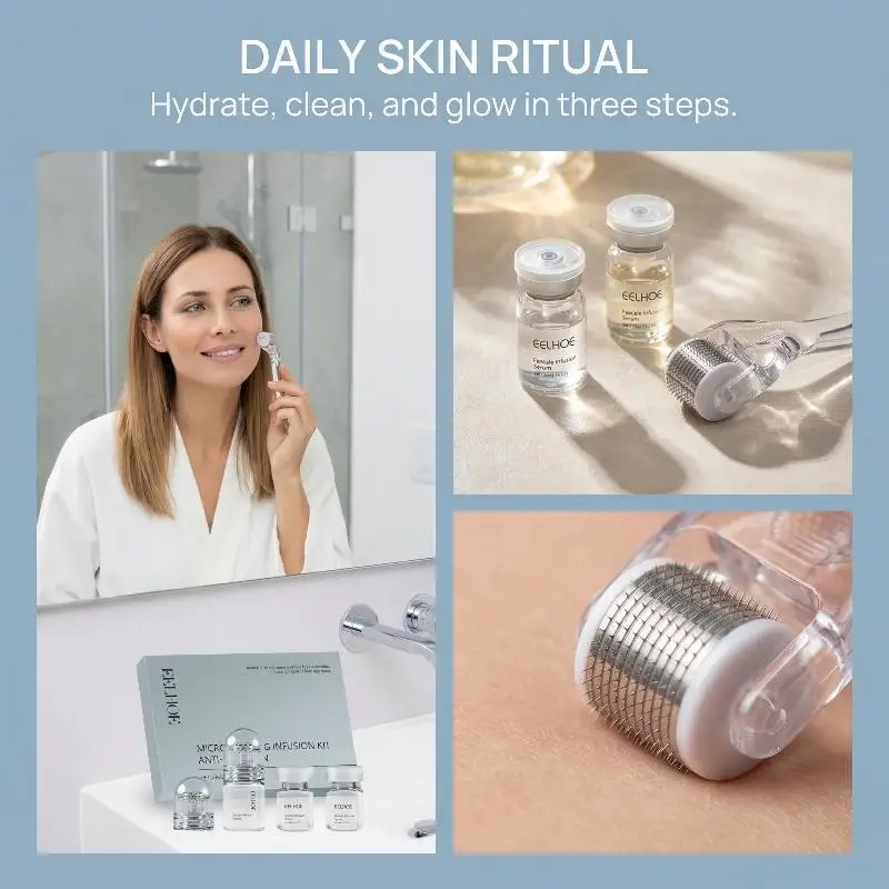 Hydrating Hyaluronic Acid Facial Roller Set For Sensitive Skin Deep Cleanser Nourishing At Home Skincare Routine