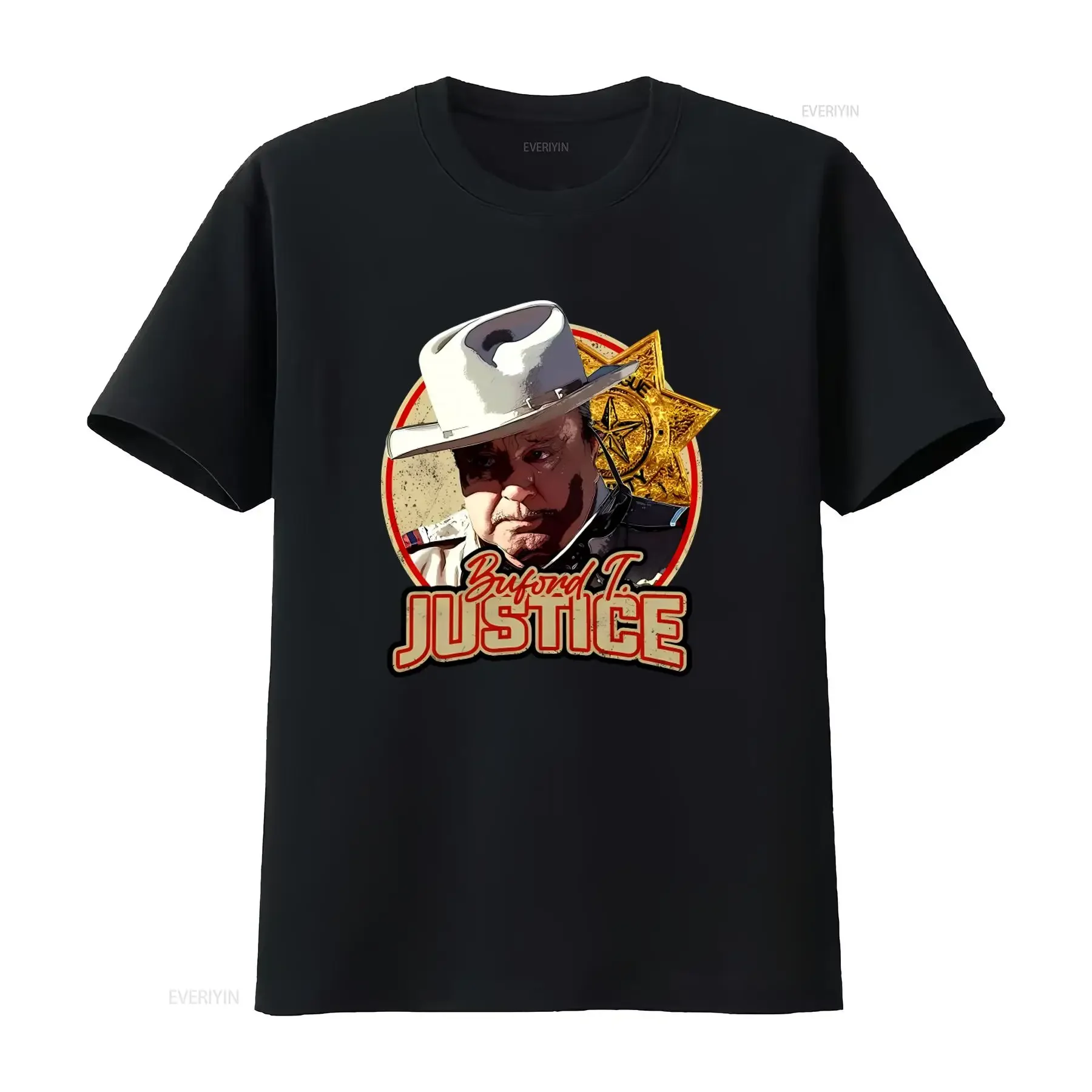 NWT Sheriff Buford T Justice Cool Art Print Shirt Long or s vintage Washed Versatile graphic Unisex fashion Stretched Casual