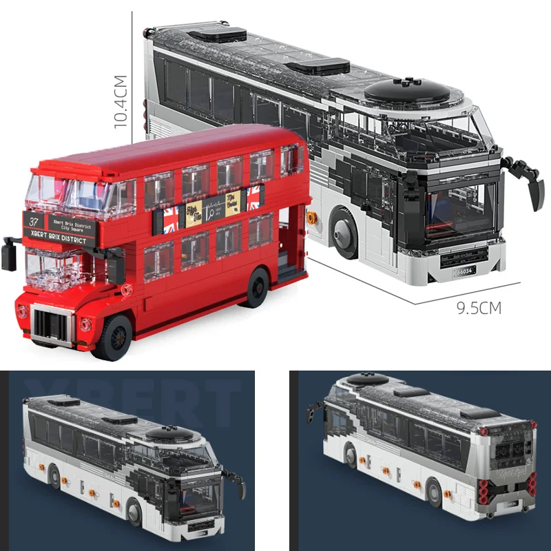 

Double-decker Tour Bus Model Building Blocks Classic Boys Assembled Bus Cars Collection Ornaments MOC Small Bricks Toys Gifts