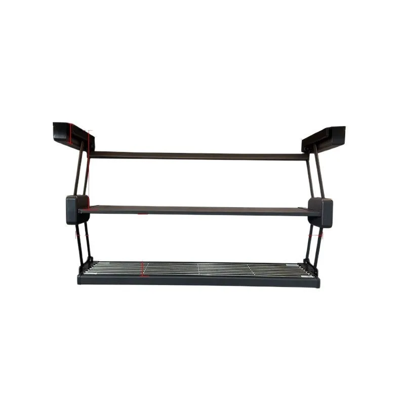 Wall cabinet folding rack pull-down double-layer lifting and dish preparation dish storage storage food preparation rack