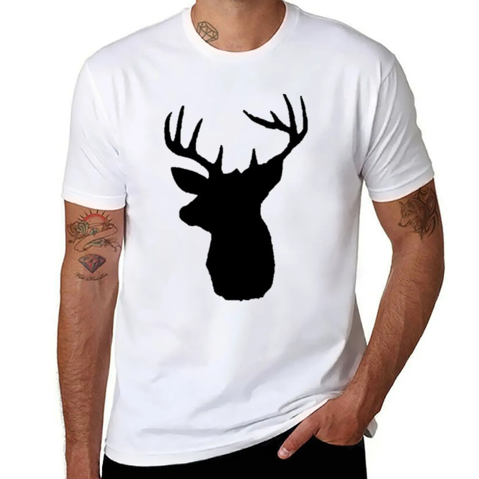 

Deer Head Silhouette T-Shirt t shirts cotton 100% t shirts for man cotton T-Shirt
