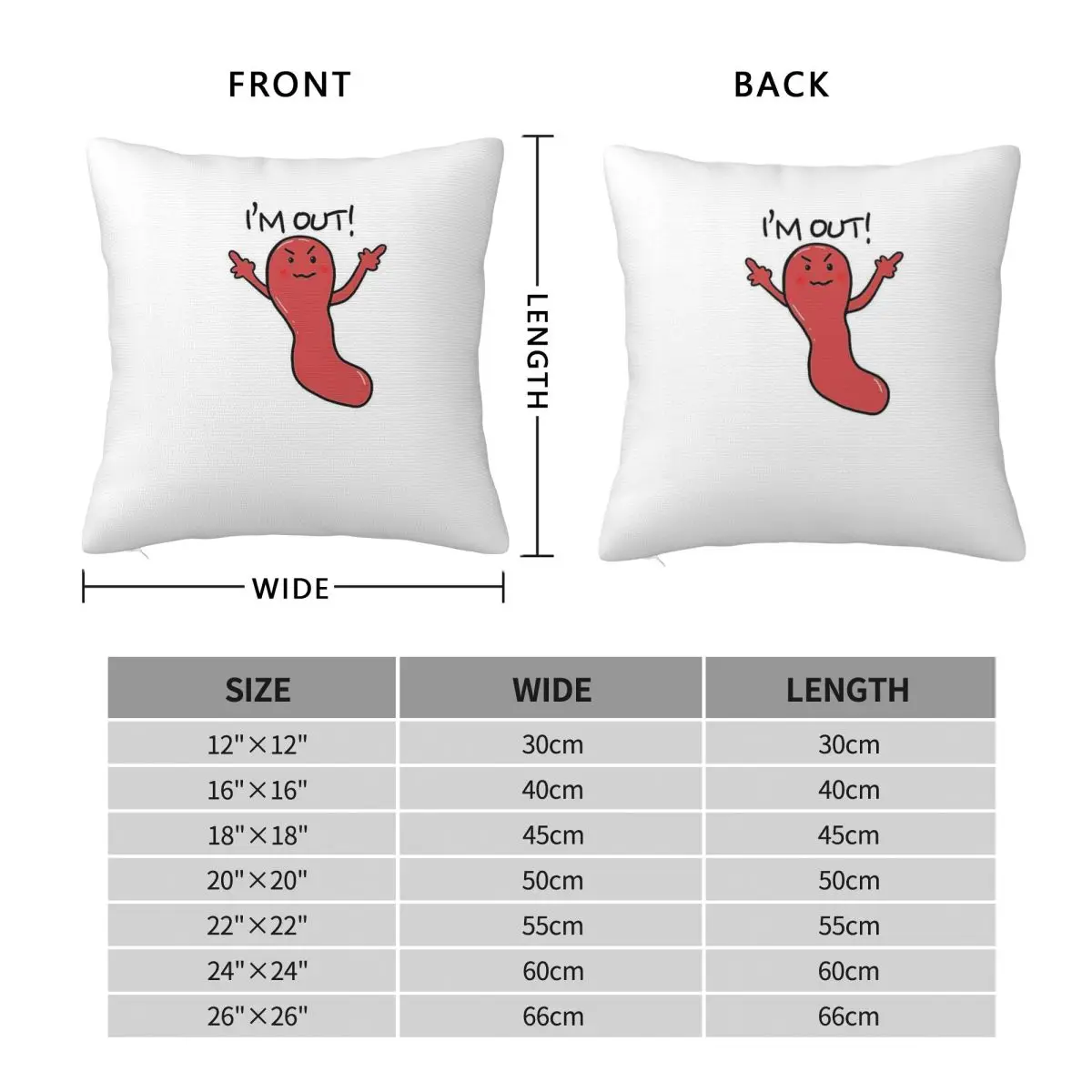 Angry Appendix I'm Out Pillowcase Polyester Linen Velvet Creative Zip Decorative Pillow Case Bed Cushion Case
