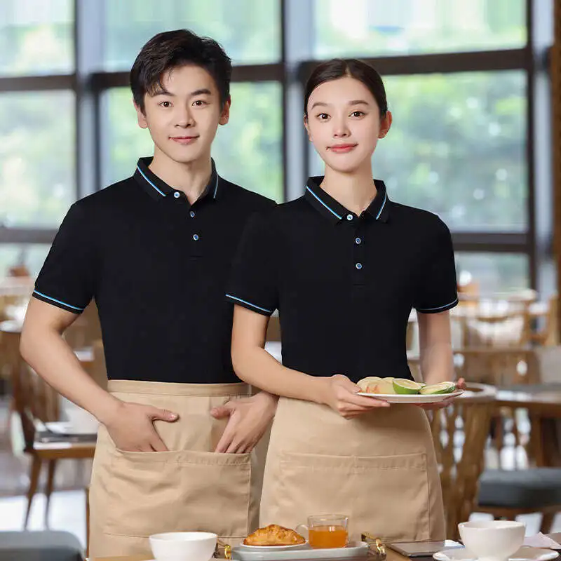 Lighing Delivery Catering Simple Cultural Shirts With Collars, Short Sleeves, Polo Enterprise Groups, Fashionable Restaurants,