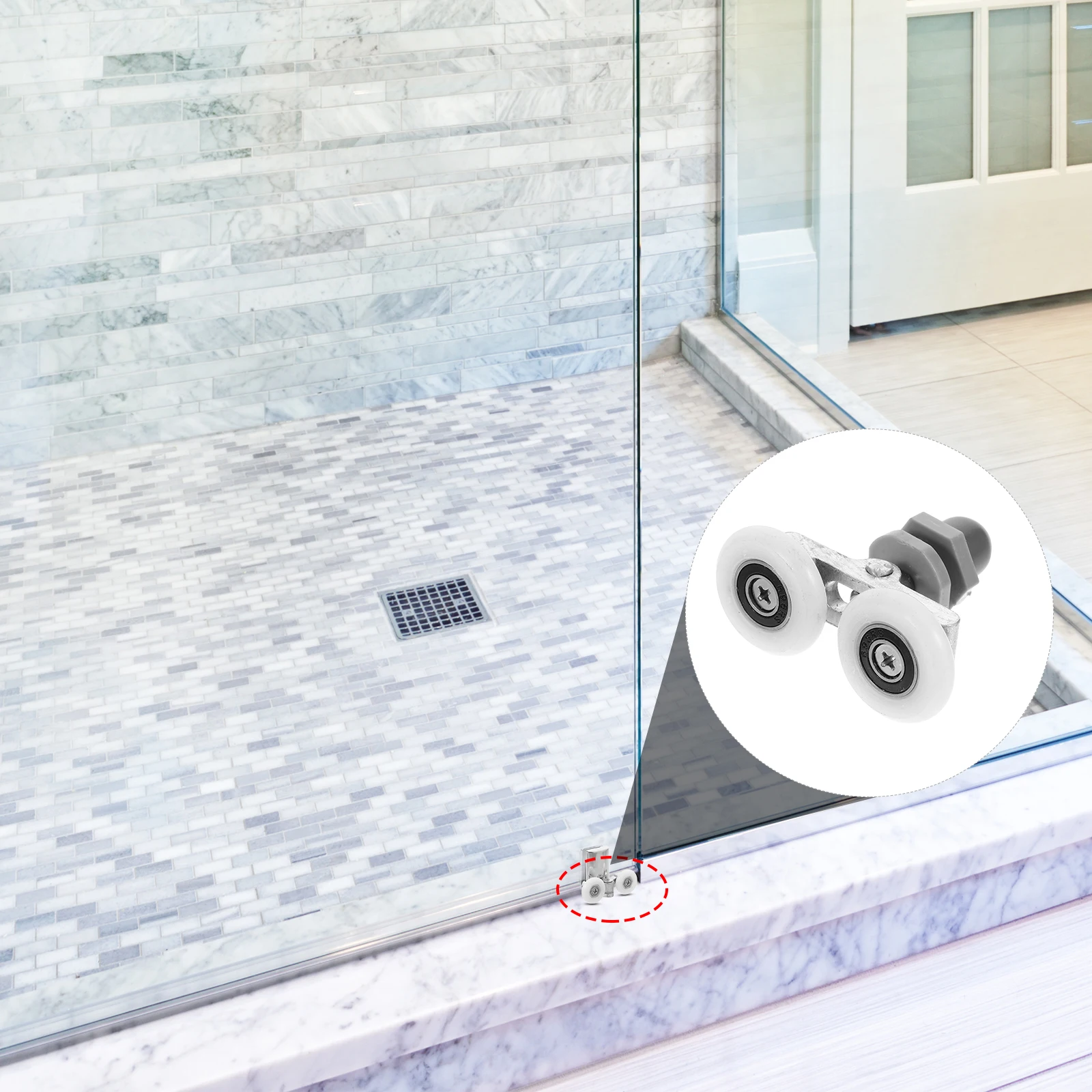 

2 Sets pcs Bathroom Sliding Shower Door Roller Bottom Wheel Durable Metal High Load Capacity Smooth Gliding Noise Reduction