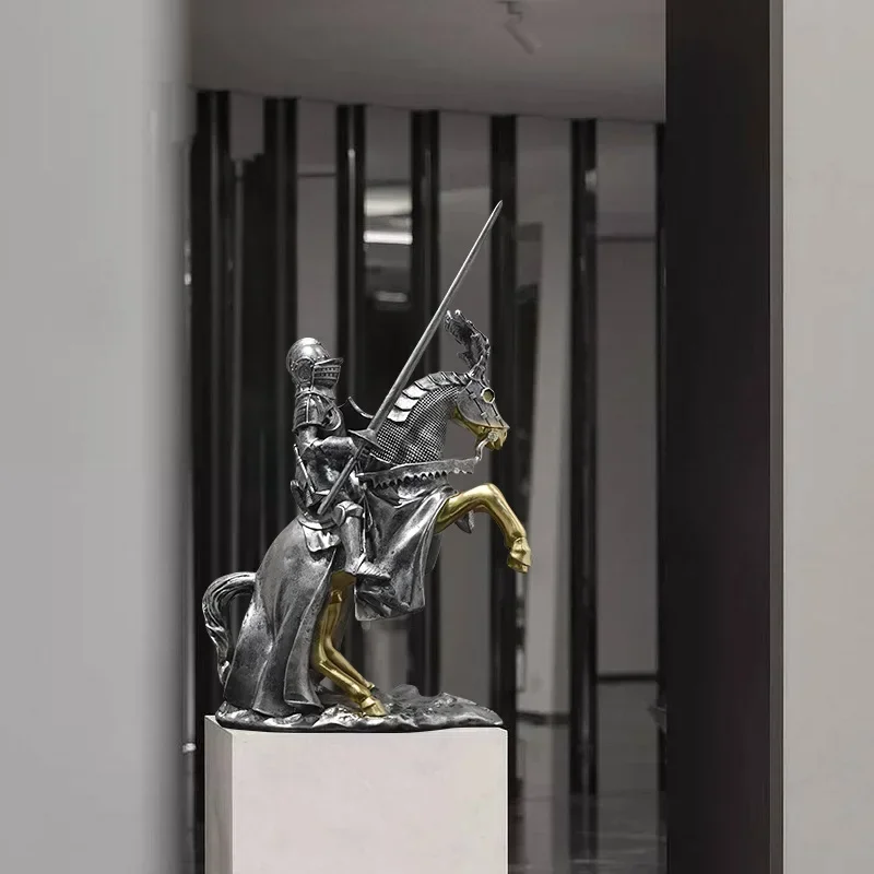 Europejski Retro Rycerz Rzymski Opancerzony Żołnierz Model rzemieślniczy Żywica Figurka akcji Kolekcja statuetka Wystrój domu Zabawka prezentowa