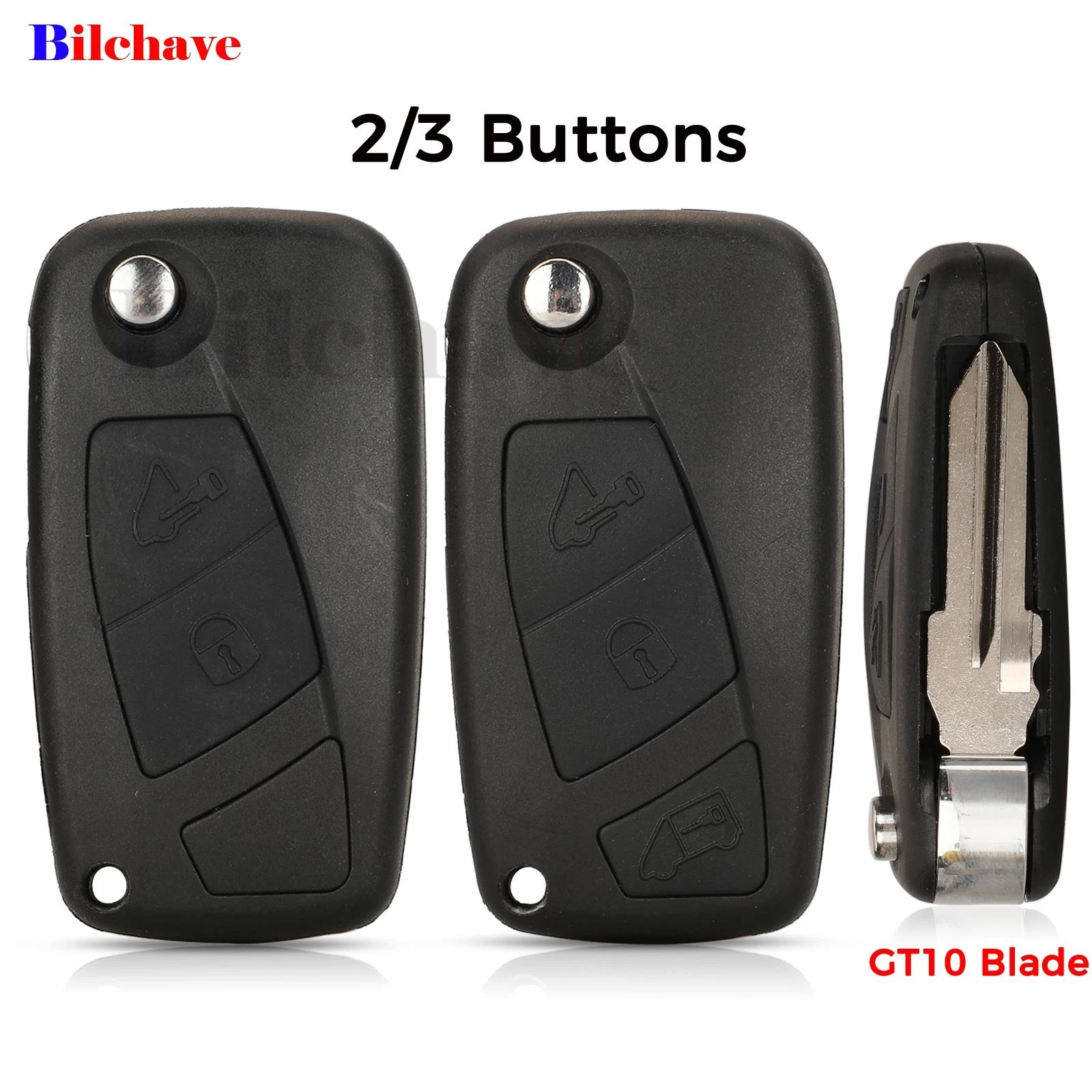 jingyuqin 2/3 Buttons For Fiat Iveco Daily 2006 - 2011 Flip Folding Remote Car Key Shell Fob Case Uncut GT10 Blade Replacement