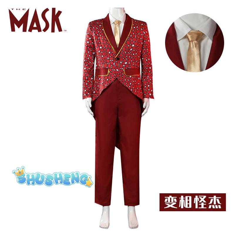 Movie Men Stanley Ipkiss Cosplay Costume Mask For Adult Funny tuxedo Full Suit Party Outfit IN STOCK