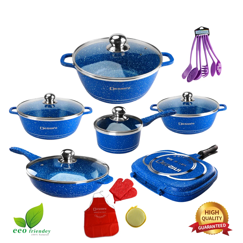 Nonstick Cookware Set  Pots and Pans Dishwasher Safe Blue