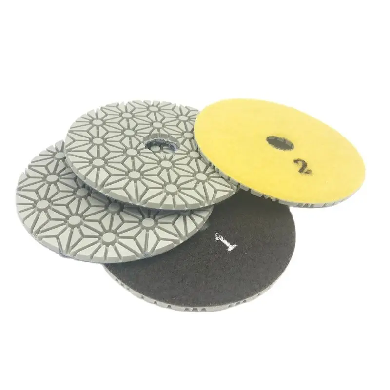 3 langkah Set 4 "inci 100mm berlian basah kering bantalan pemoles kuarsa granit kaca marmer keramik batu kuning polikristalin