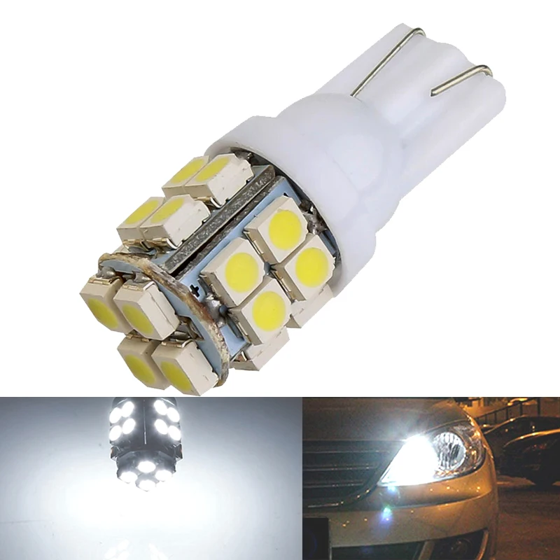 Car T10 LED Bulb 12V White 6500K 20 SMD 5W5 W5W LED T10 Signal Light Auto Interior Reading License Plate Wedge Side Lamps