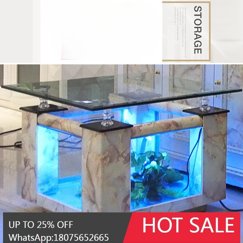 T9- square coffee table fish tank with landscaping ecological turtle small glass tank